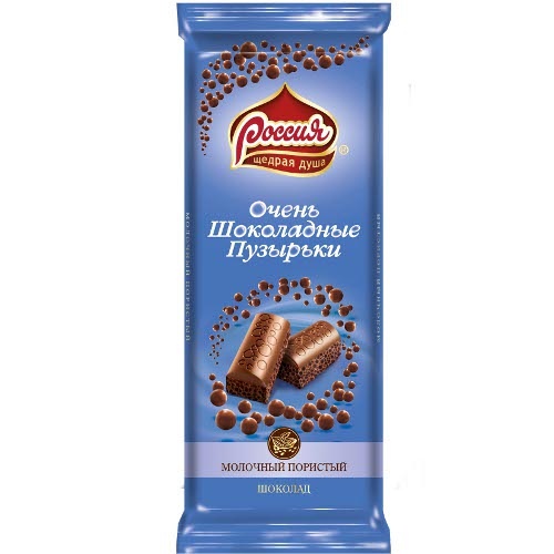 Шоколад "Россия–Щедрая Душа" молочный пористый Очень шоколадные пузырьки 90г