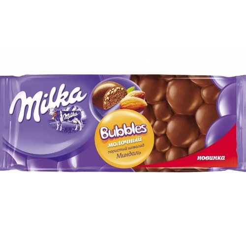 Шоколад "Milka" (Милка) Bubbles (Баблес) молочный пористый с миндалем 83г