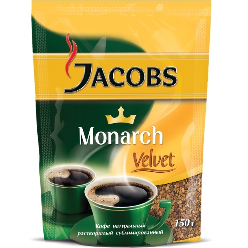 Кофе "Jacobs Monarch" (Якобс Монарх) Velvet растворимый сублимированный 150г пакет