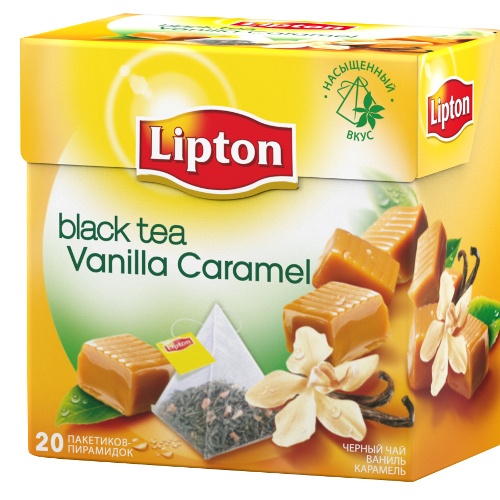 Чай "Lipton" (Липтон) Vanilla Caramel черный с карамелью и ванилью 20 пирамидок