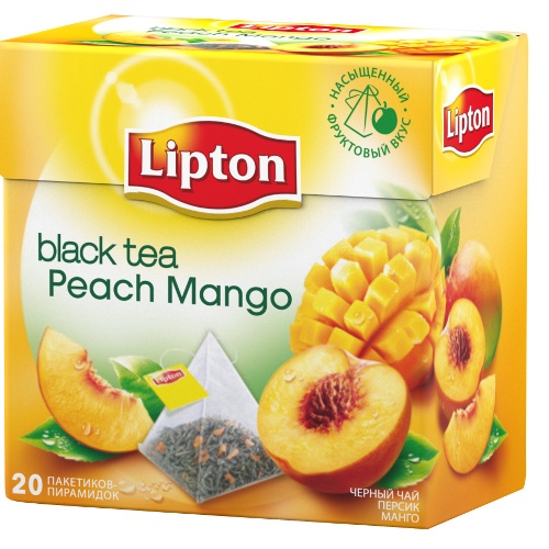 Чай "Lipton" (Липтон) Peach Mango черный персик и манго 20 пирамидок х 1