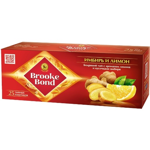Чай "Brooke Bond" (Брук Бонд) Ginger Lemon имбирь и лимон 25пак х 1