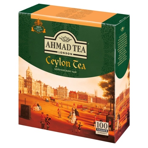 Чай "Ahmad Tea" (Ахмад Ти) Ceylon цейлонский черный 100пак х 2г пакетики с ярлычками