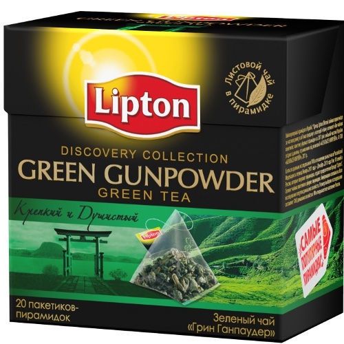 Чай "Lipton" (Липтон) Green Gunpowder зеленый порох 20 пирамидок по 1