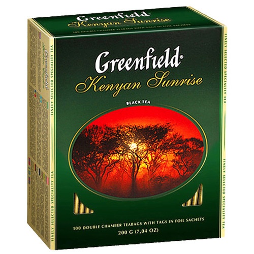 Чай "Greenfield" (Гринфилд) Kenyan Sunrise черный 2х100пак карт/уп