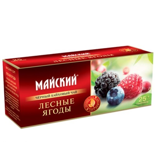 Чай "Майский" Любимые ароматы лесные ягоды черный ароматизированный 25пак х 2г Россия