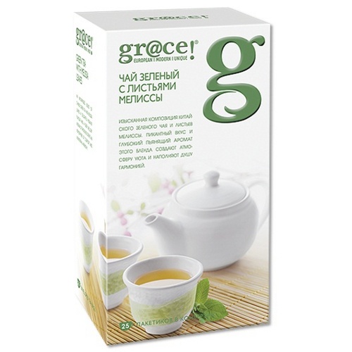 Чай "Grace" (Грэйс) зеленый с листьями мелиссы 25пак х 1