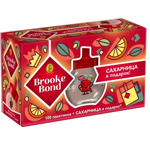 Чай "Brooke Bond" (Брук Бонд) черный байховый 100пак + сахарница в подарок НАБОР