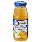 Сок детский "Gerber" (Гербер) яблоко-персик 175г ст.бутылка