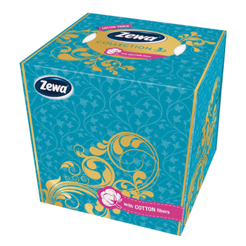 Салфетки бумажные "Zewa" (Зева) 3-слоя 60шт в коробке куб