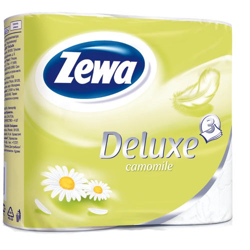 Туалетная бумага "Zewa" (Зева) Deluxe ромашка/коллекшн 4-рулонов