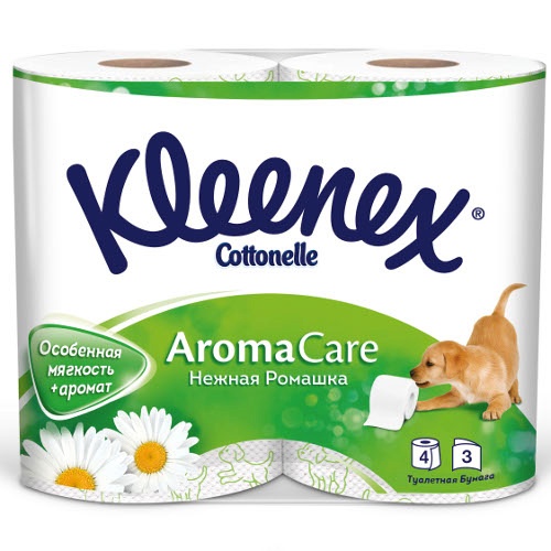Туалетная бумага "Kleenex" (Клинекс) 3-слоя 4-рулона нежная ромашка