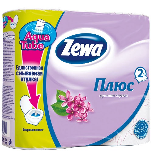 Туалетная бумага "Zewa" (Зева) Плюс сирень 2-х слойная 4шт