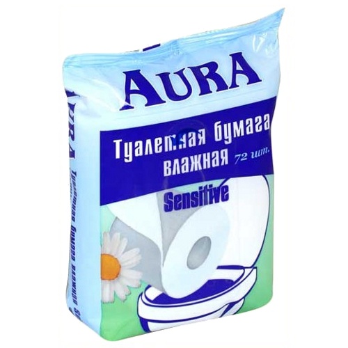 Туалетная бумага влажная "Aura" (Аура) 72шт