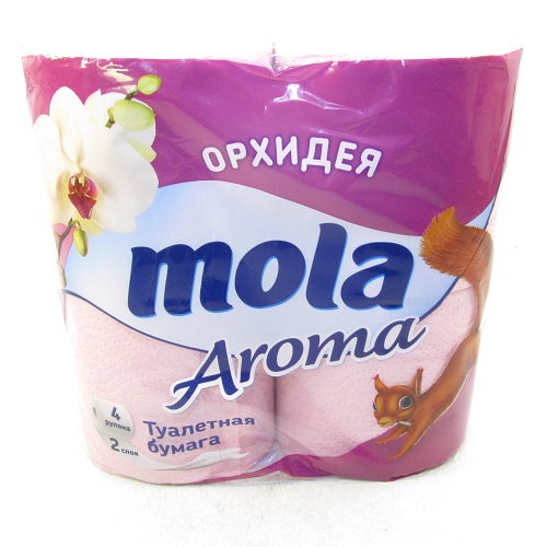 Туалетная бумага "Mola" (Мола) 2-слоя 4-рулона орхидея (розовая)