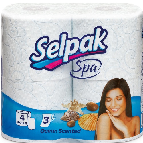 Туалетная бумага "Selpak" (Селпак) Spa океан 3-сл 4-рул