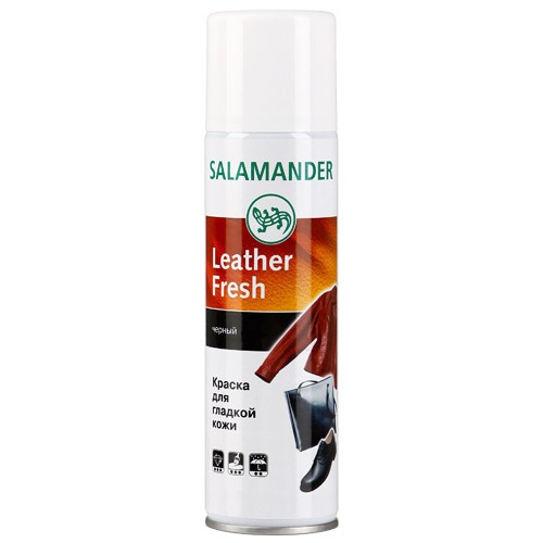 Краска для обуви "Salamander" (Саламандер) Leather Fresh для гладкой кожи черная 250мл аэрозоль