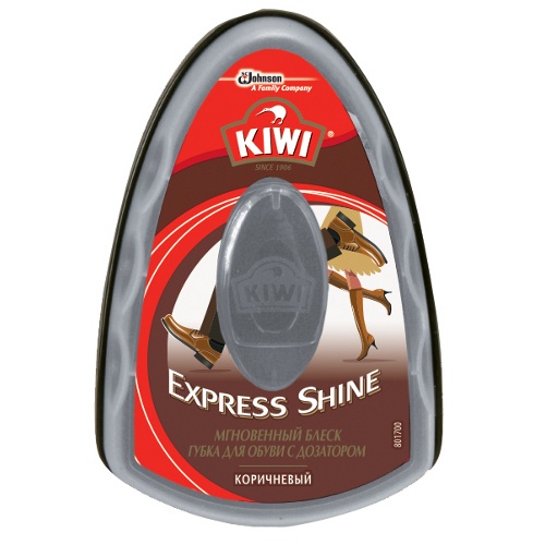 Губка для обуви "Kiwi" (Киви) Express с дозатором коричневого крема 6мл
