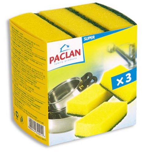 Губки для мытья посуды "Paclan" (Паклан) 3шт