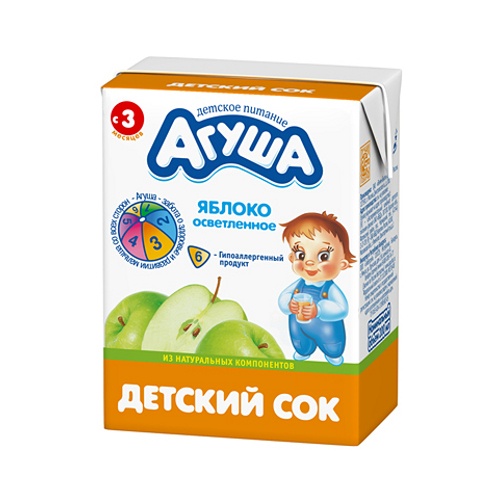 Сок детский "Агуша" яблоко осветленный 200мл Россия
