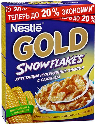 Хлопья Nestle Gold Snow Flakes хрустящие кукурузные с сахаром