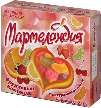 Мармелад Ударница Мармеландия фруктовый коктейль