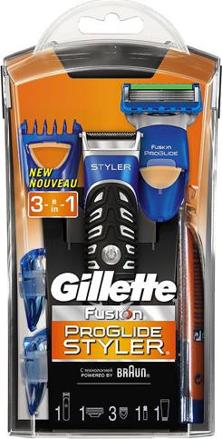 Стайлер Gillette Fusion с 3 насадками + гель для бритья 9мл