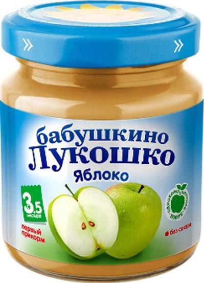 Пюре Бабушкино Лукошко яблоко без сахара с 3