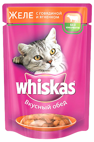 Корм для кошек Whiskas желе говядина ягненок