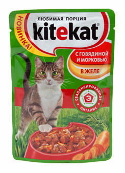 Корм для кошек Kitekat желе говядина морковь