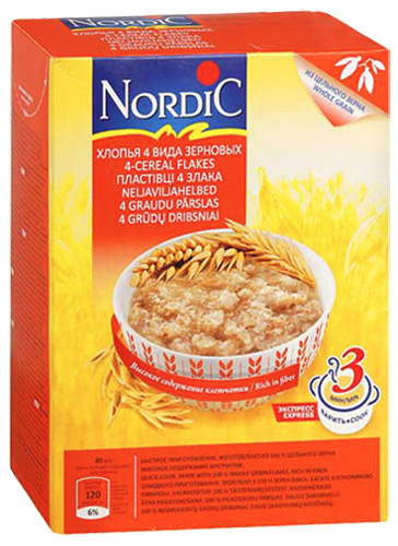 Хлопья Nordic 4 вида зерновых с отрубями