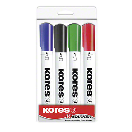 Набор маркеров для досок Kores 3 мм 4 цвета 4 штуки