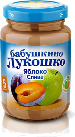 Пюре Бабушкино Лукошко яблоко и слива с 5 месяцев