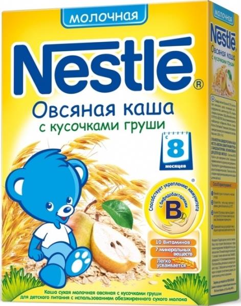 Каша Nestle овсяная с грушей молочная с 8 месяцев