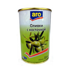Оливки Aro зеленые с косточкой