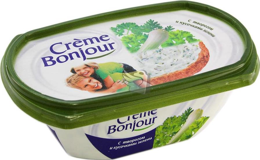 Сыр Creme Bonjour творожный с кусочками зелени