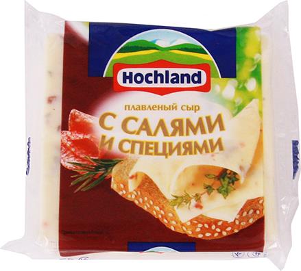 Сыр Hochland плавленый с салями и специями для тостов