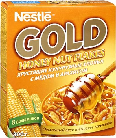 Хлопья Nestle Gold Flakes с медом и арахисом