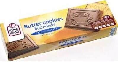 Печенье Fine Food Butter cookies Сливочное в темном шоколаде 63%
