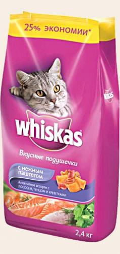 Корм для кошек Whiskas подушечки с лососем и тунцом