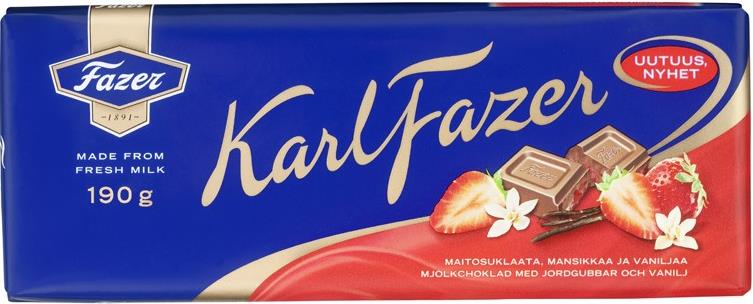 Шоколад Fazer Karl Fazer молочный с клубникой