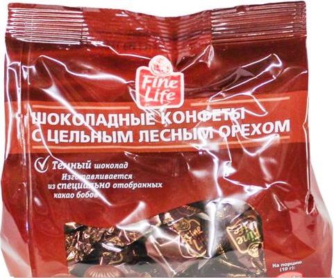 Конфеты Fine Life Темный шоколад с цельным лесным орехом