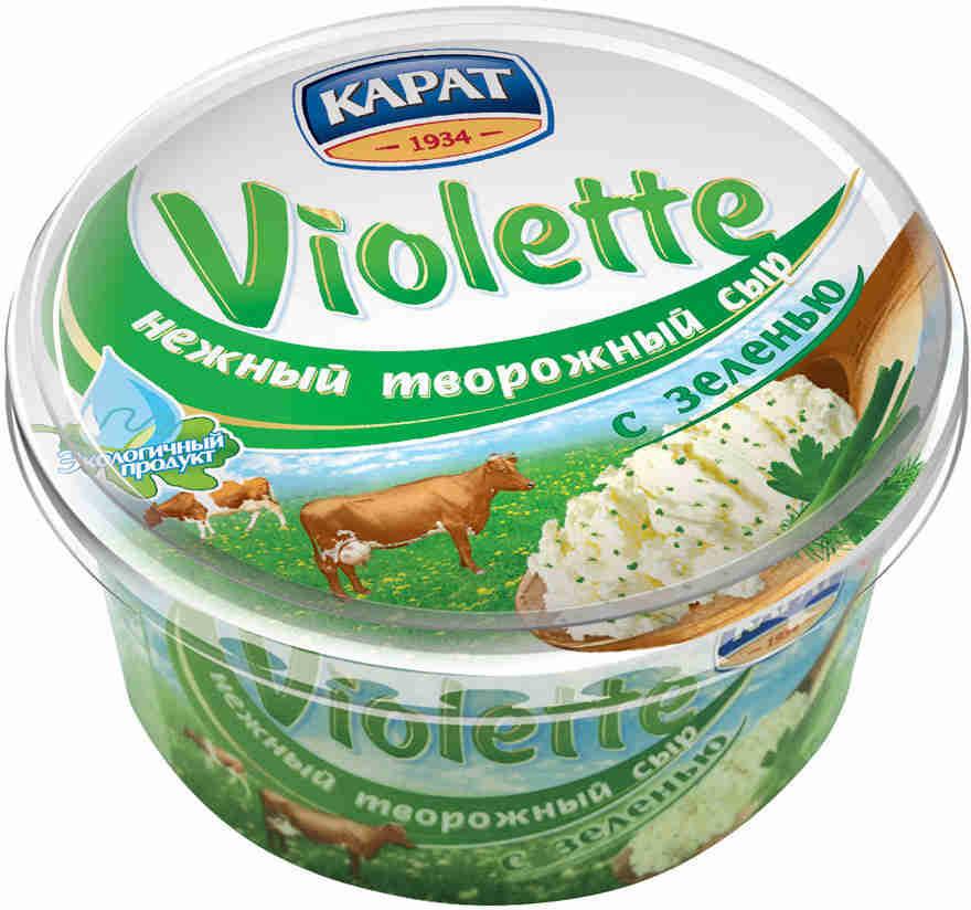 Сыр Карат Violette творожный с огурцом и зеленью