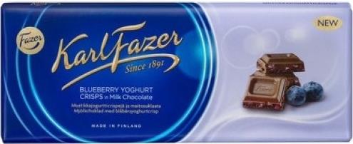Шоколад Karl Fazer молочный с криспами черничного йогурта