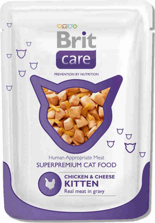 Корм Brit care для котят с курицей и сыром влажный