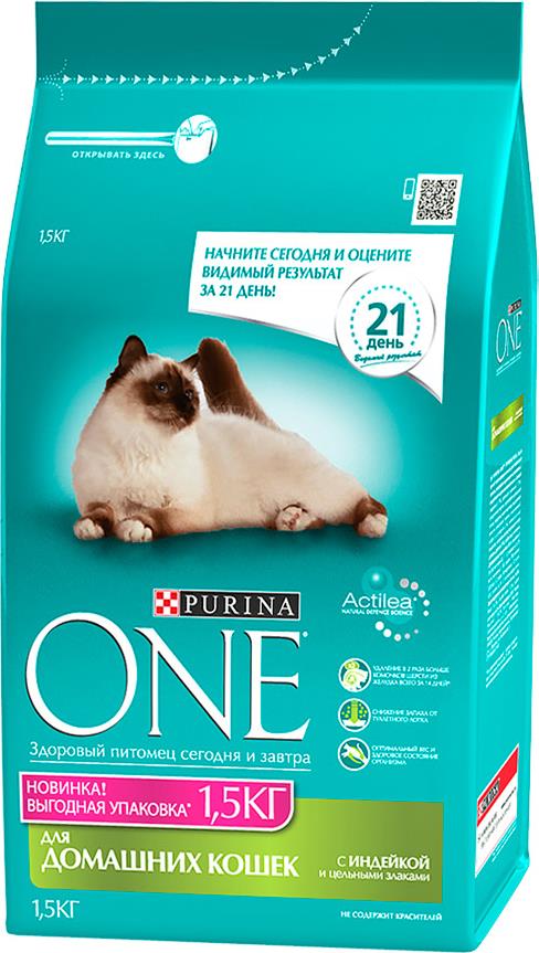 Корм Рurina One для кошек живущих в домашних условиях сухой с индейкой и цельными злаками