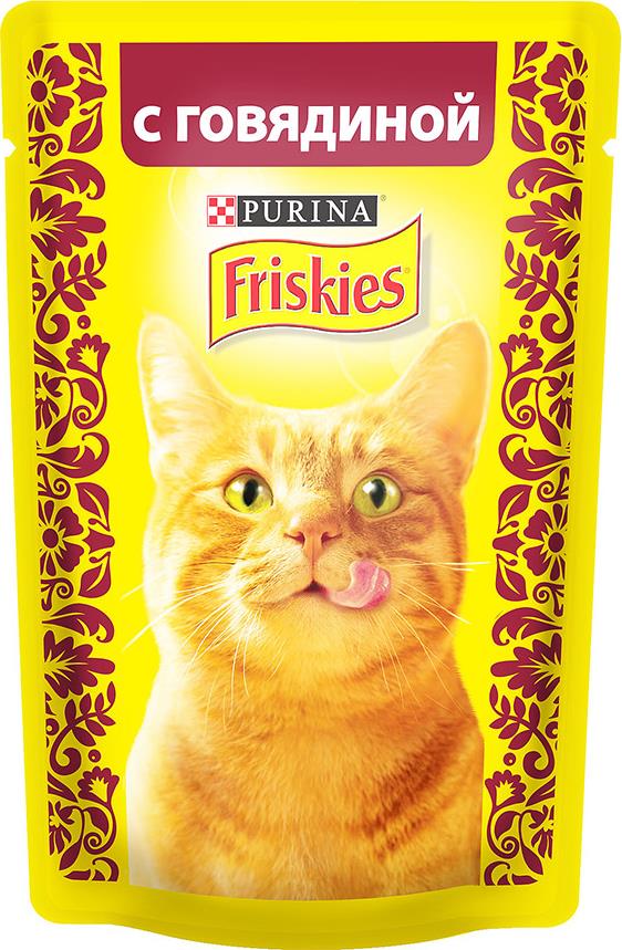 Корм Friskies для кошек консервированный с говядиной в подливе