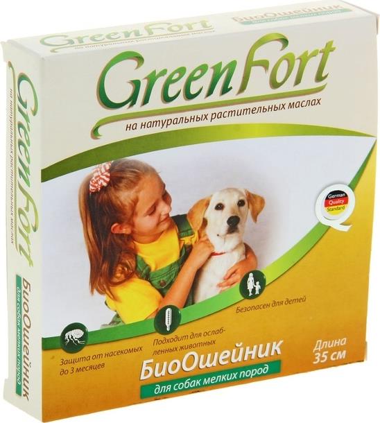 БиоОшейник 35 см на натуральных растительных маслах от насекомых и клещей для собак мелких пород Green Fort