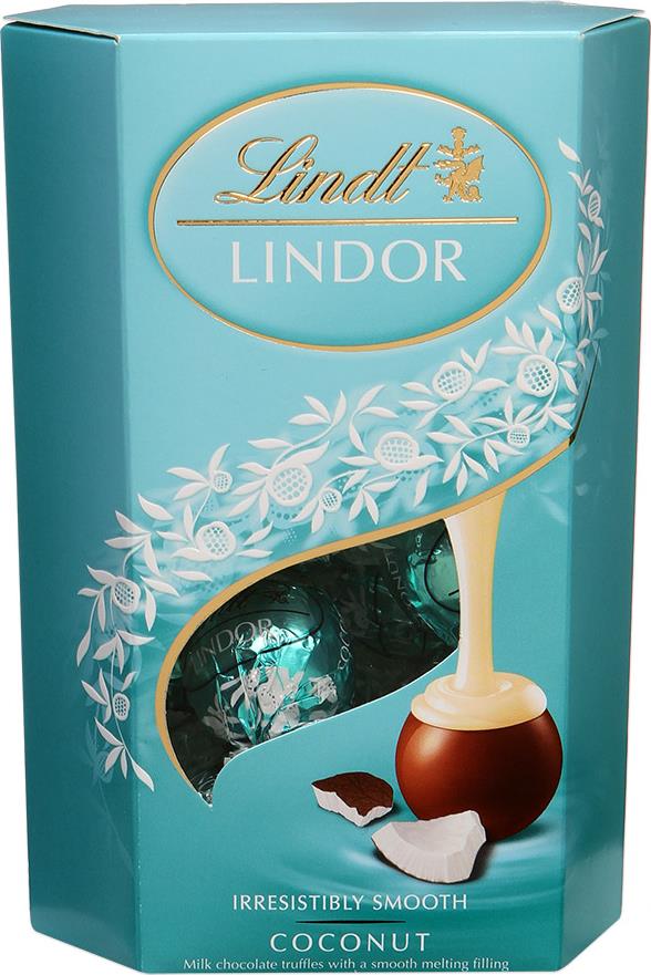 Конфеты Lindt Lindor из молочного шоколада с кокосовой нежной тающей начинкой