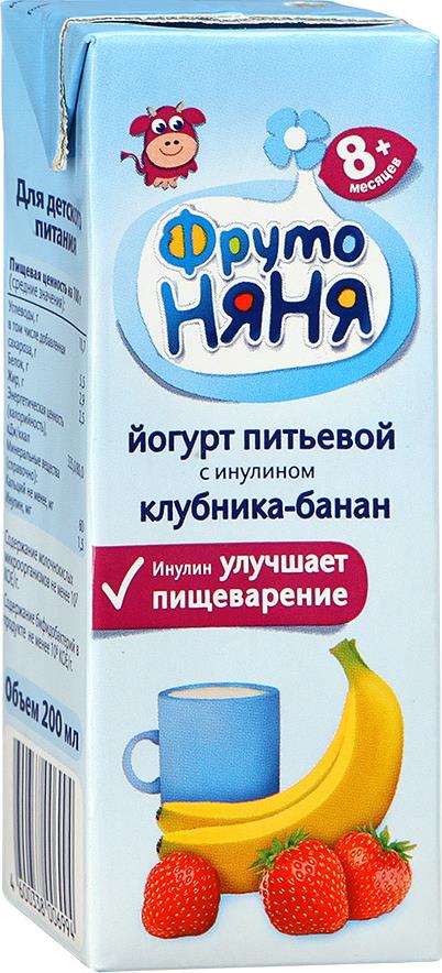 Питьевой йогурт Фрутоняня клубника+банан